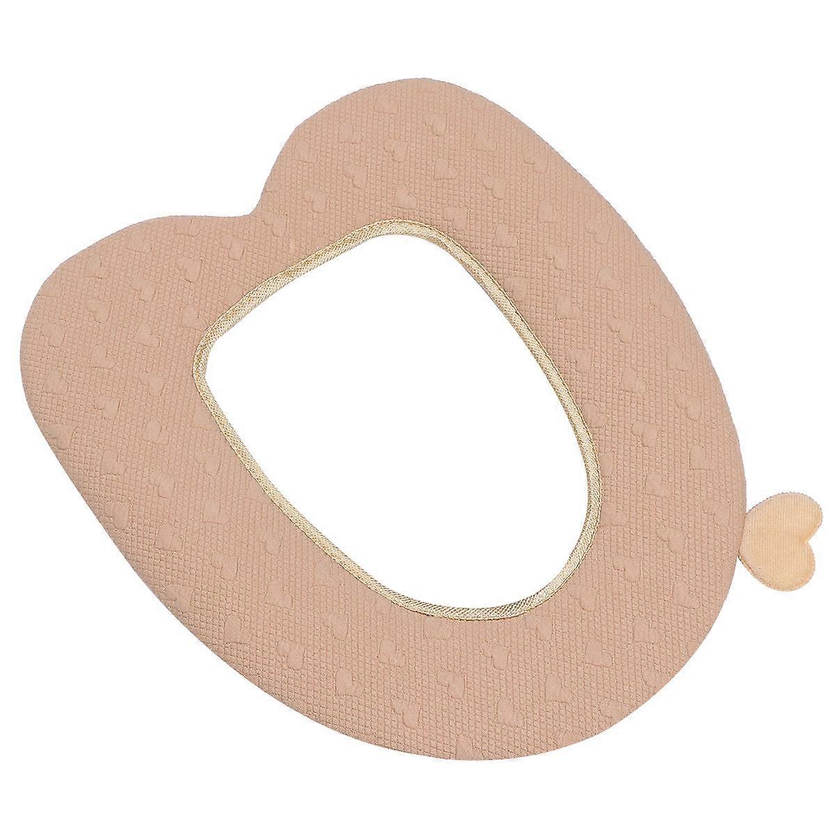 Warm Washable Plush Toilet Seat Cover with Handle Soft Comfortable for Bathroom Khaki 12x16.5 Inches