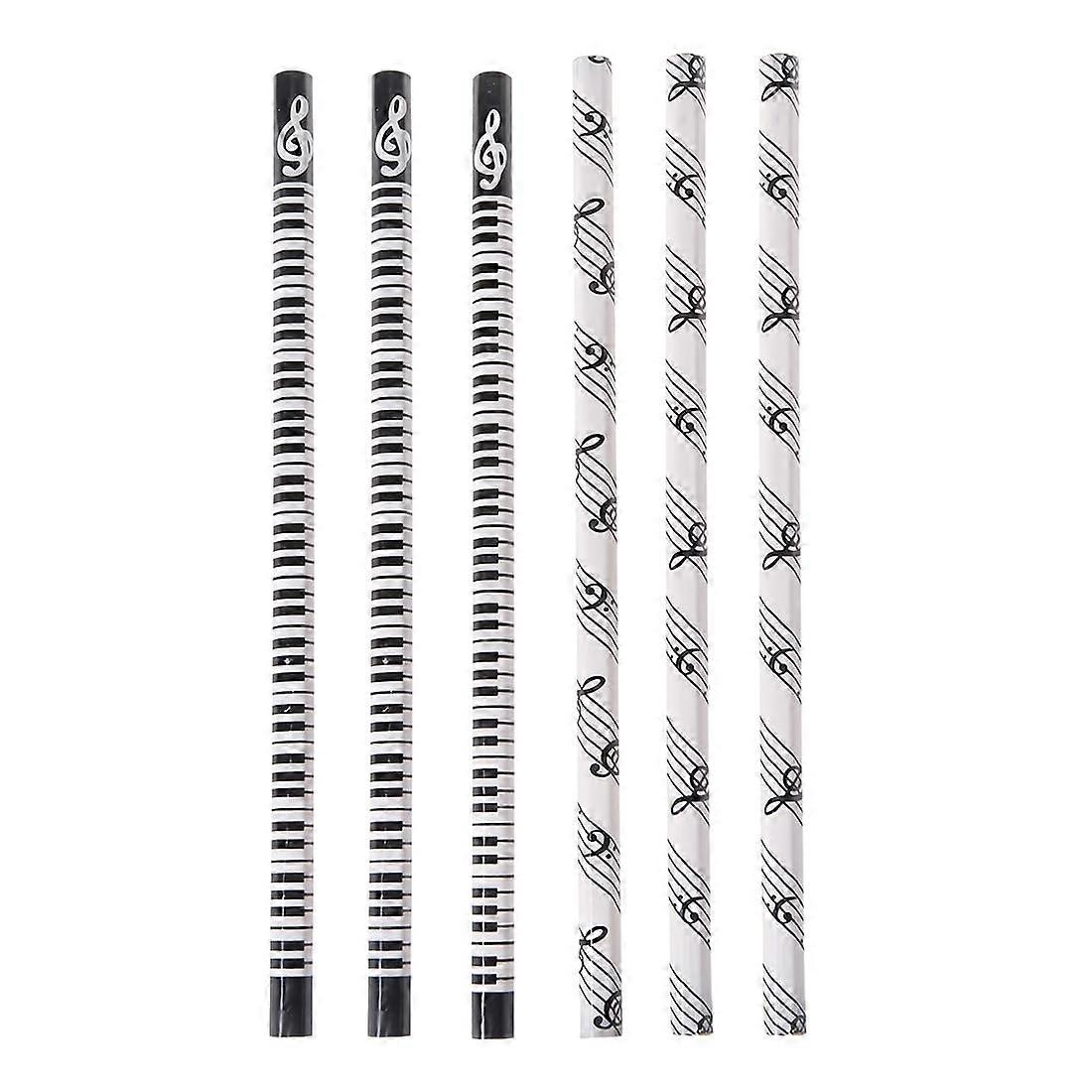 6 pieces music pencils HB pencil with piano and notes design, treble clef gift for musicians students