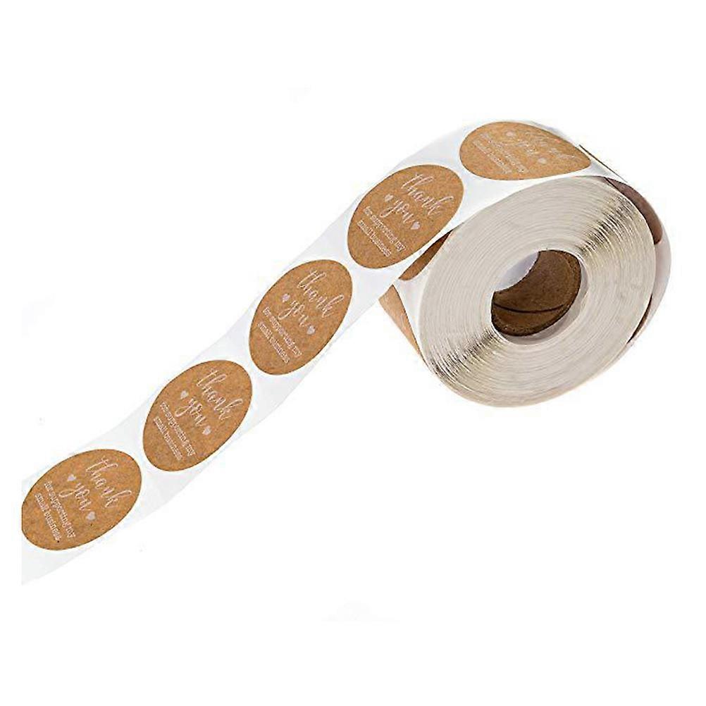 Kraft Paper Thank You Label Sticker Daily Use Strong Adhesiveness 2.5x2.5cm 1 Roll