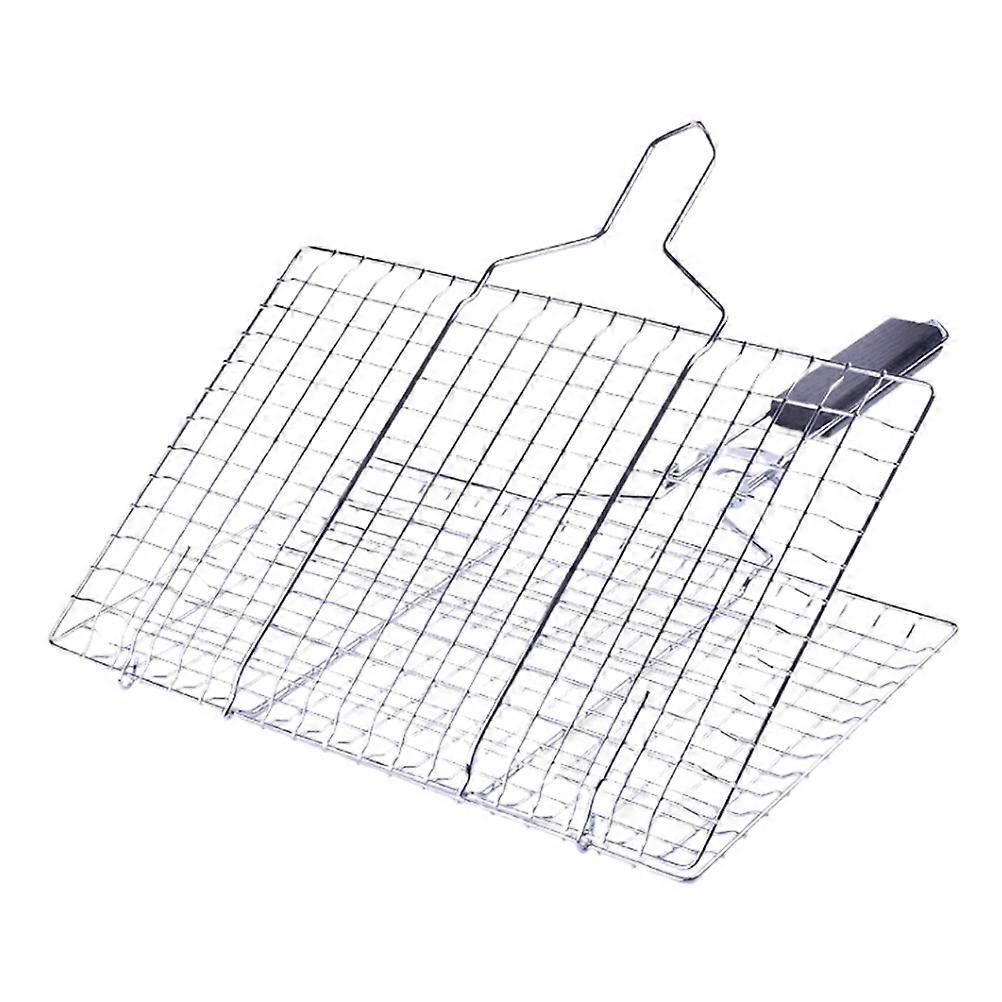 Folding Barbecue Grill Mat Stainless Steel Nonstick Safe Use Rectangular Grilling Accessory for Barbecue Rack 1Set