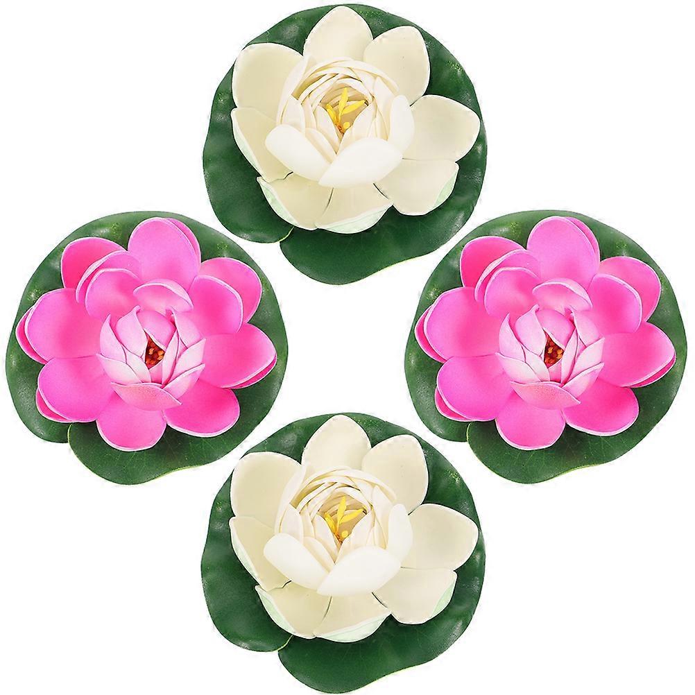 FRCOLOR 4pcs Floating Realistic Lotus Decor Artificial Flowers Simulated Lotuses