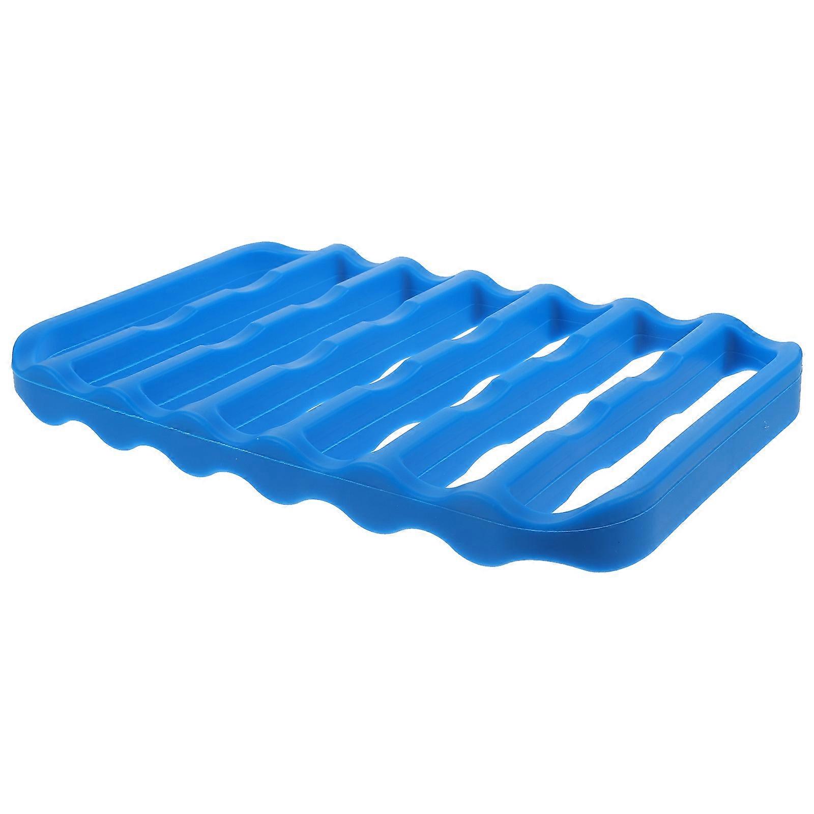 Dining Table Mat Anti-Scald Table Place Mat Travel Silicone Blue 23.00X15.00X2.50Cm Foldable 1Pcs