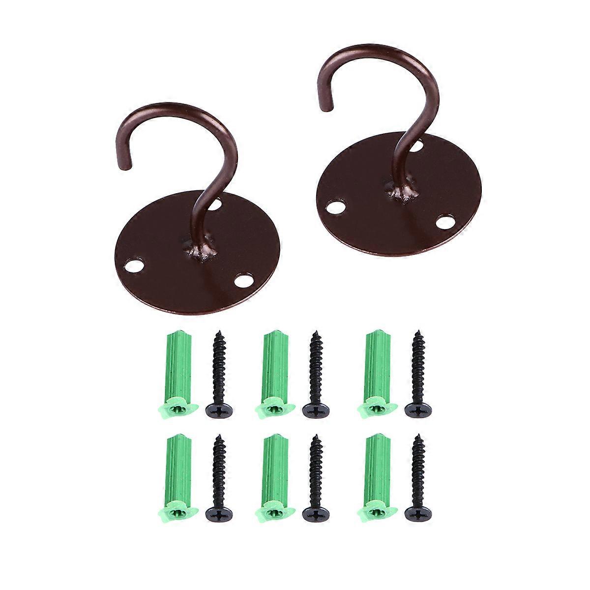 Ceiling Hanging Hooks Overhead Hooks Porch Lantern Net Ceiling Hooks Small Elephant Trunk Shaped Hooks Coffee 2Pcs