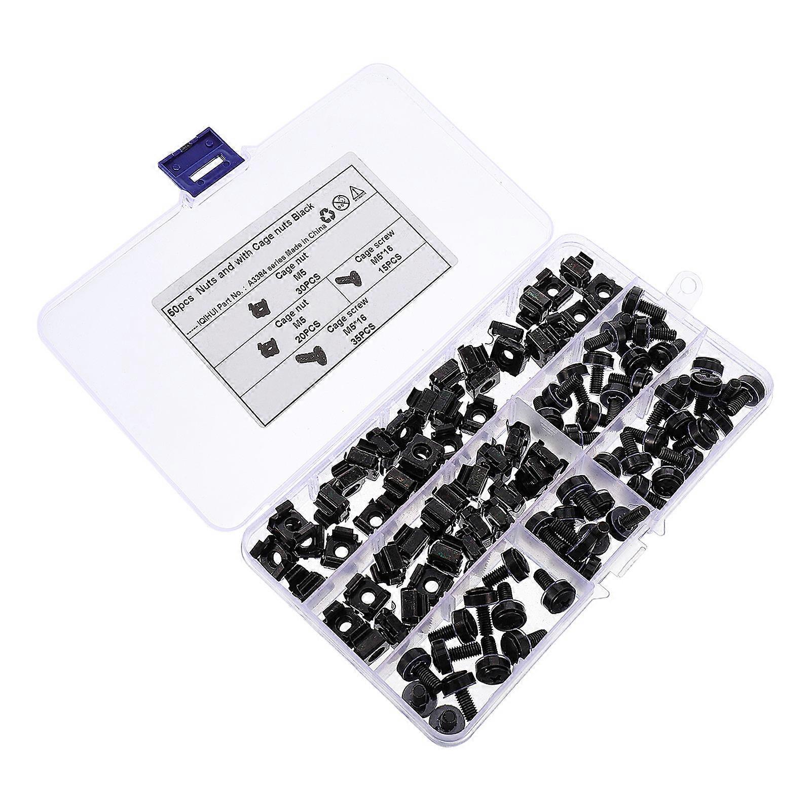 50pcs Square Float Insert Nuts with Screws for Rack Mounting – Corrosion Resistant for Server Racks, Shelves, and Cabinets