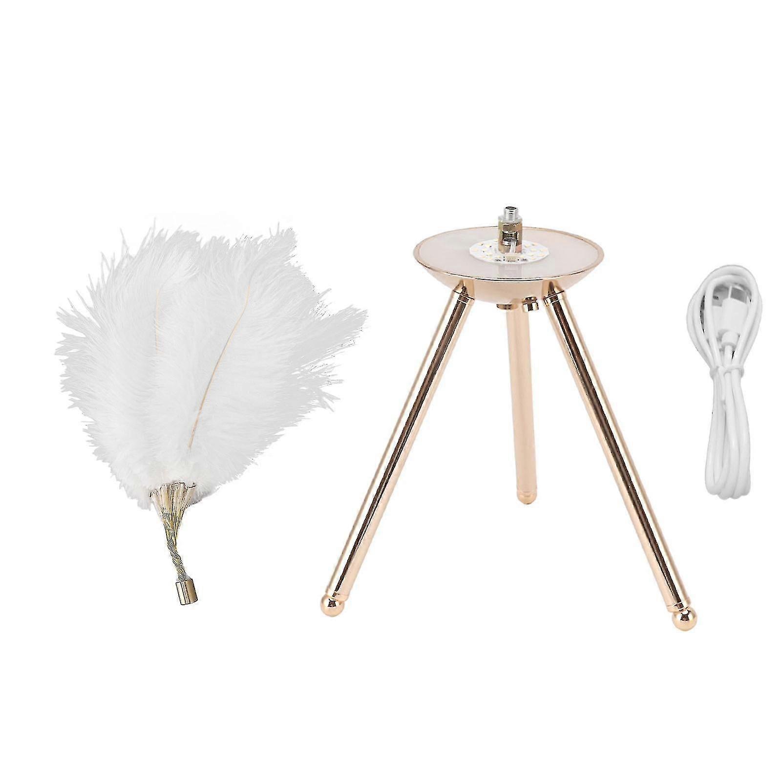 Table Lamp, Feather, Usb Rechargeable, Desk Light