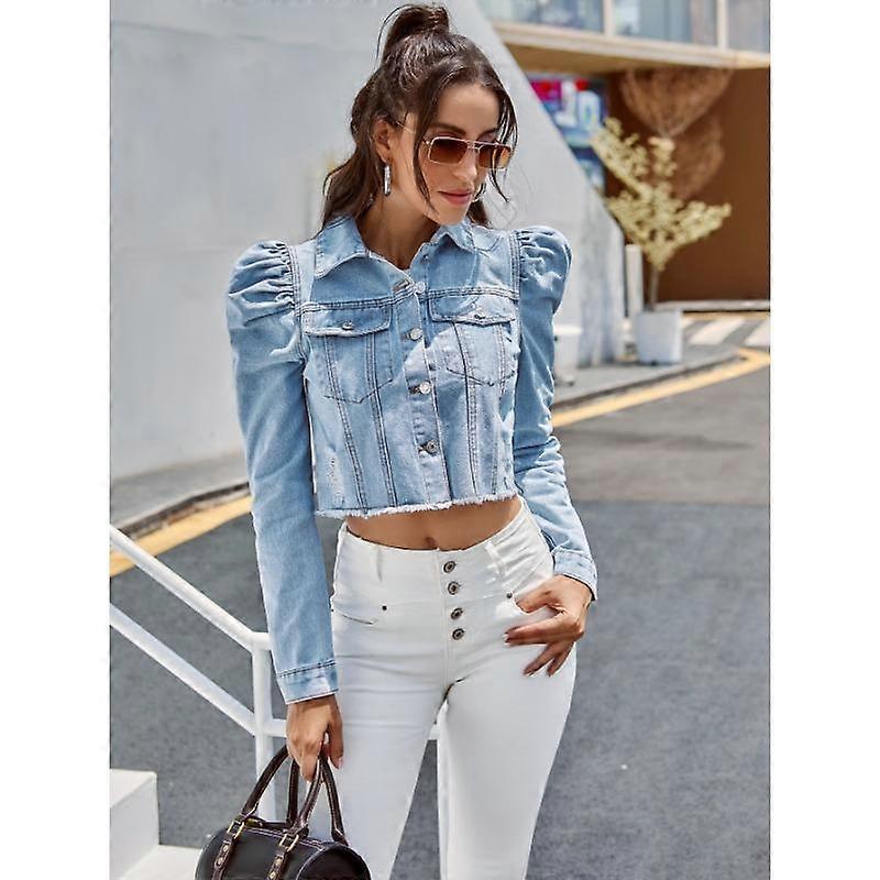 Spring and Autumn Women's Fashion Court Style Lapel Casual Denim Jacket
