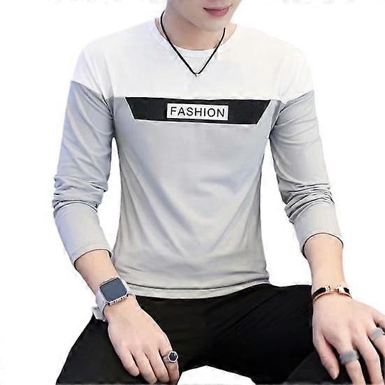 Fall Spring Men Top Patchwork Color Matching Letter Pattern Round Neck Long Sleeves Pullover Daily Wear
