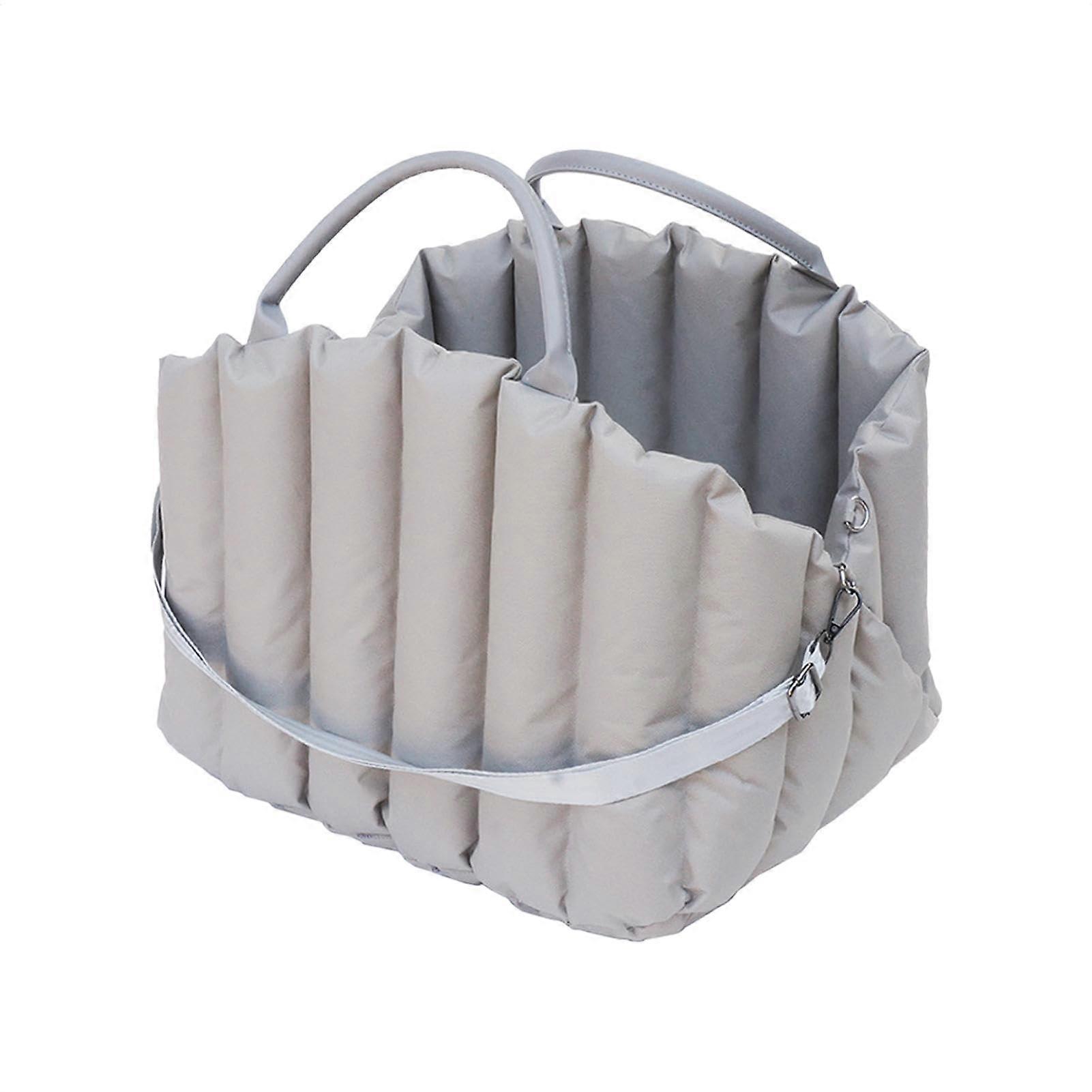 Portable Pet Carrier Bag Foldable Lining, Warm Soft Interior, Removable Shoulder Strap, Gray, For Puppies And Cats