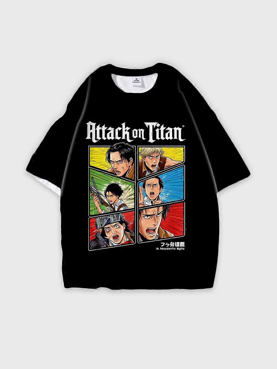 T-shirt round neck Character Pattern loose short sleeve E765