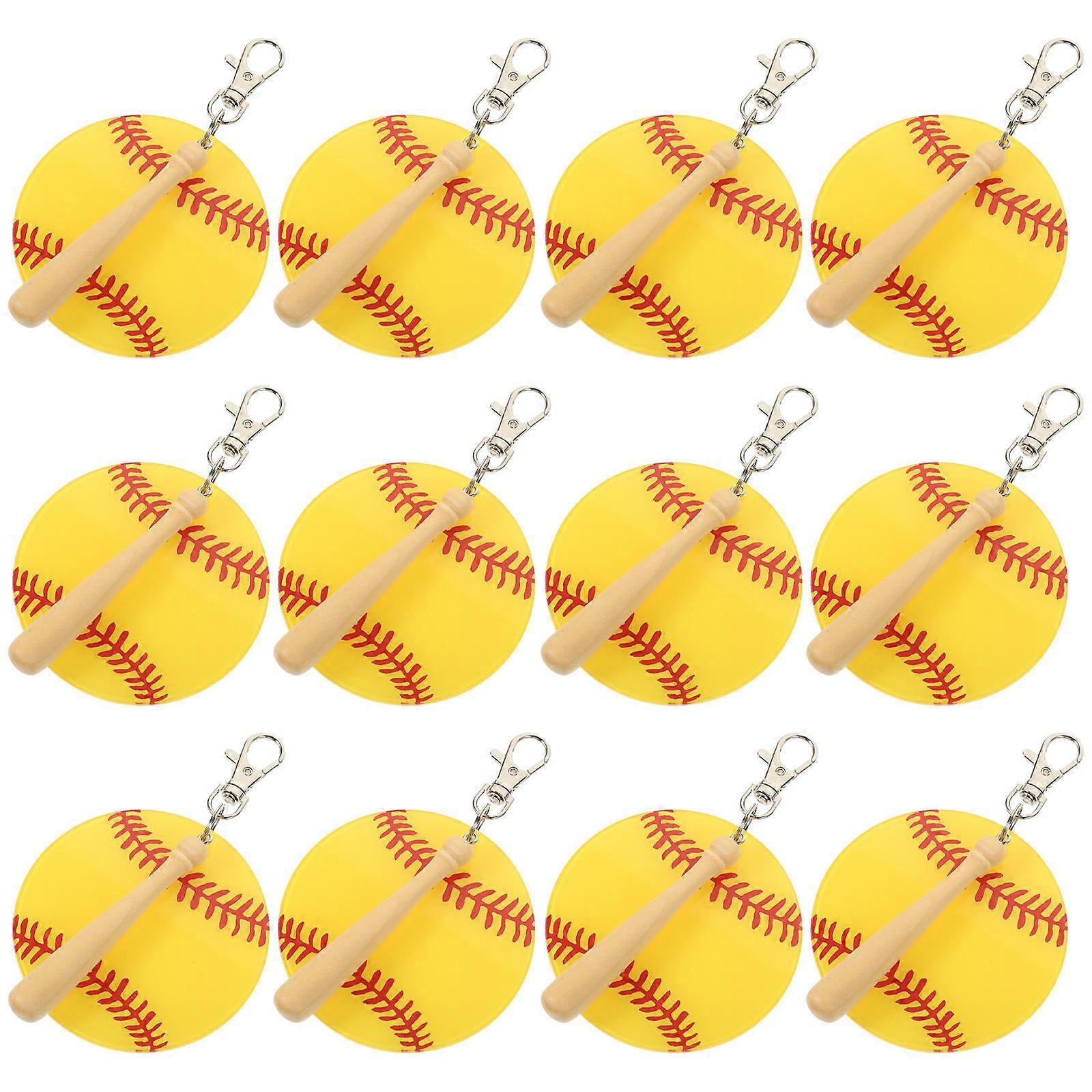 DIY Baseball Key Chains 12Set Practical Use For Friends Family Car Keys Yellow