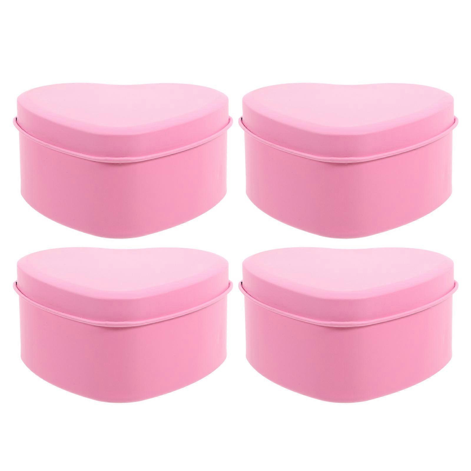 Masteelf 4pcs Heart Shape Tinplate Boxes for Valentine Heart Candy Gift Packaging