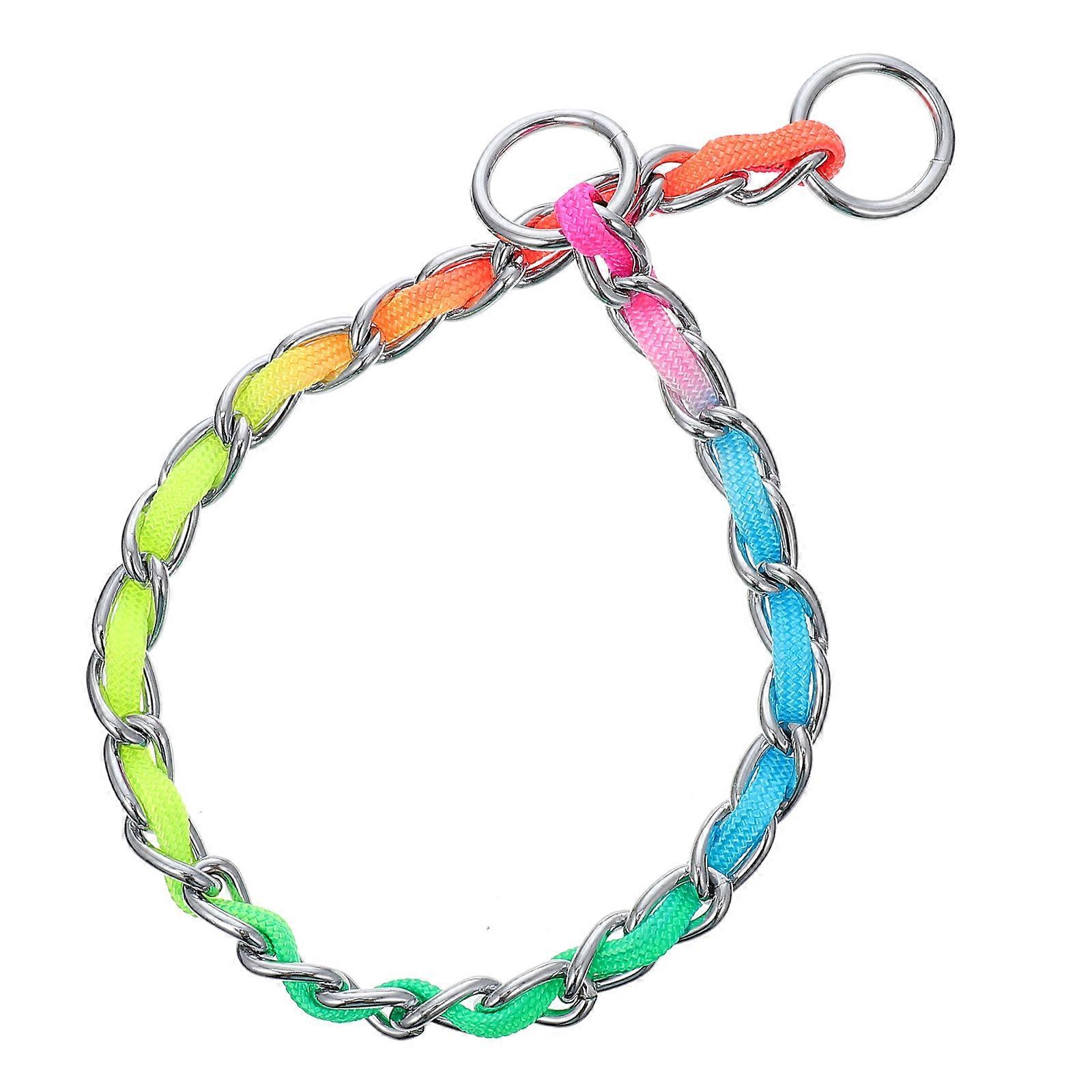 Rainbow Dog Chain Collar for Pulling Strap with 1Pcs Nylon Material