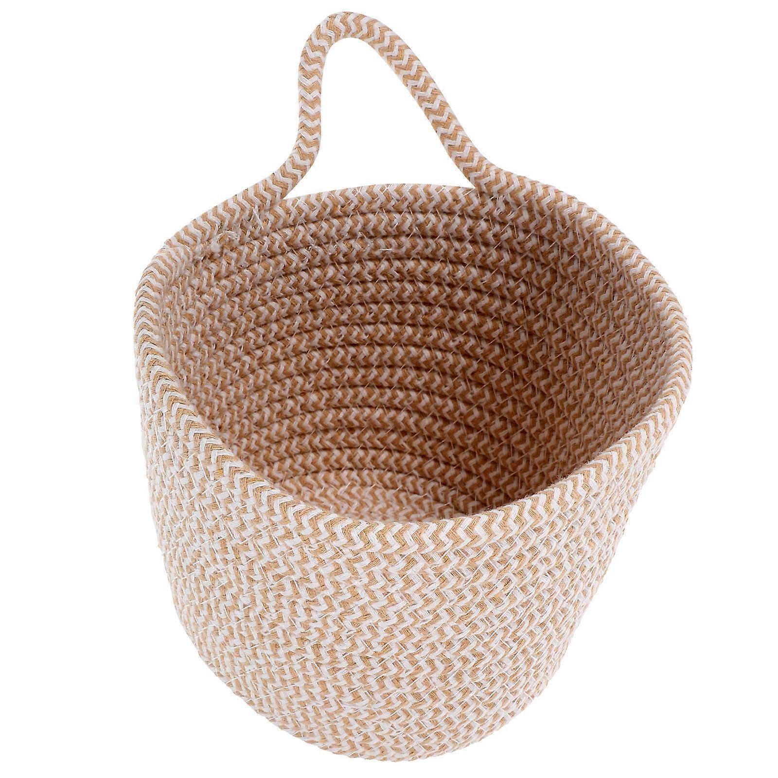 White Cotton Rope Hanging Basket for Storage Simple and Sturdy Design Suitable for Various Items 7.9 Inches