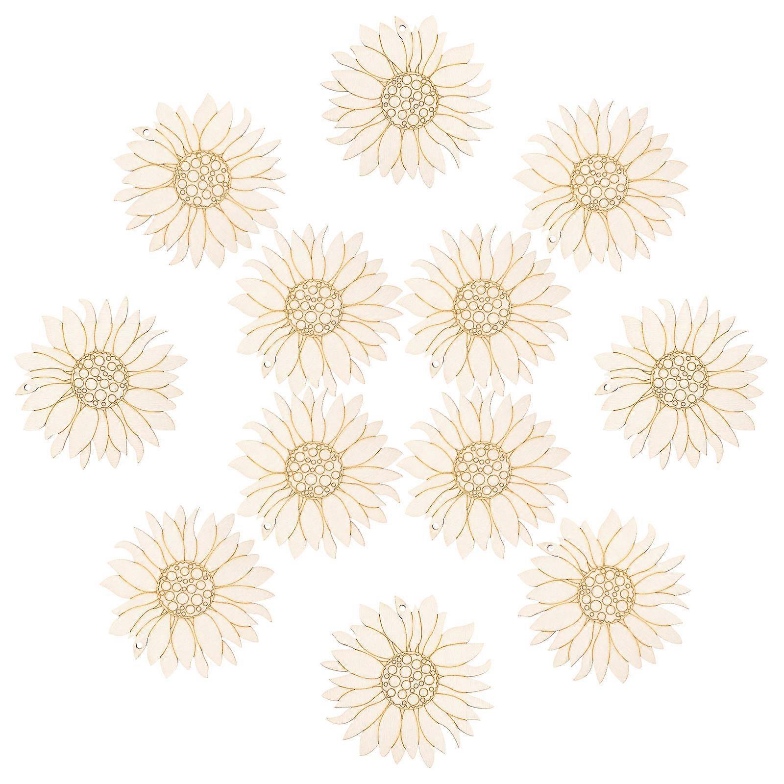 Wooden Flowers for Crafts Unfinished Wood Cutouts Assorted Color for Decoration Safe and Durable 2 Sets