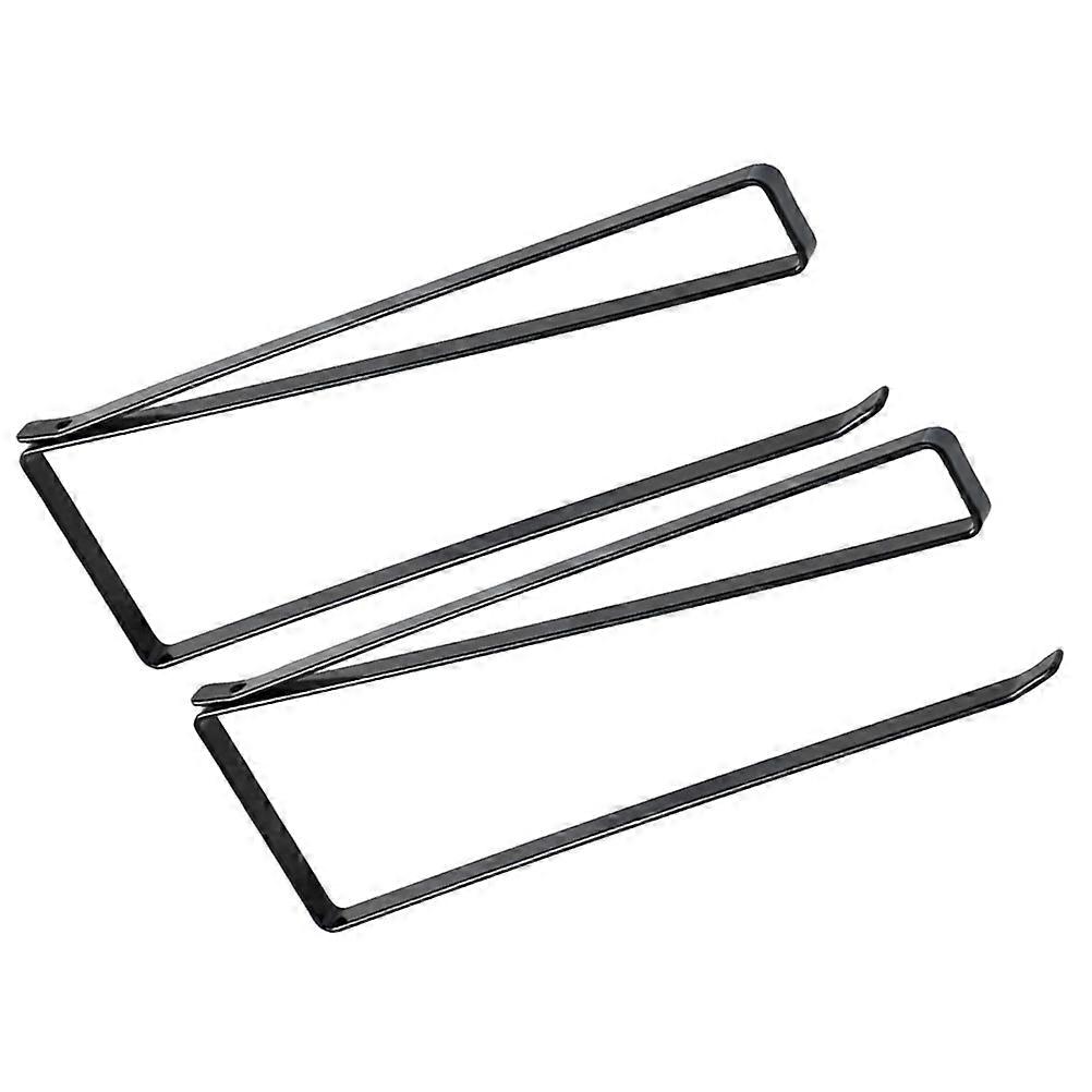 Black Iron Under Cabinet Paper Towel Holder MultiFunctional Storage Easy No Drilling Installation 2pcs