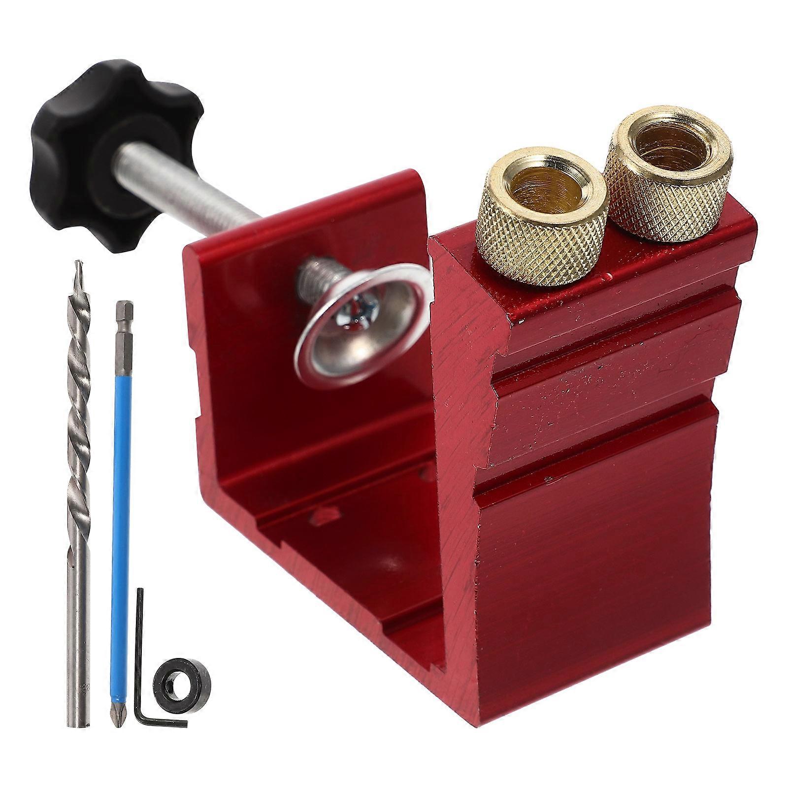 Pocket Hole Woodworking Drill Guide for Furniture Splicing with Precise Scales and Quick Clamp 15degree Angle Red
