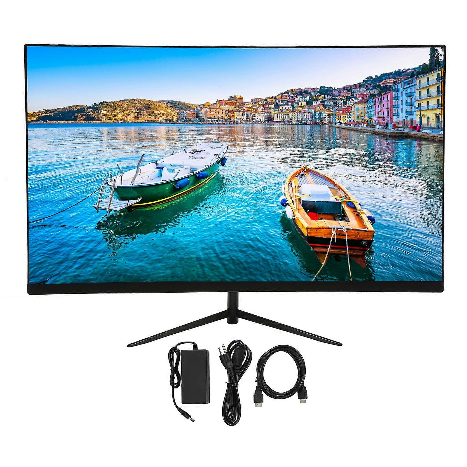 27 Inch Computer Monitor 1920x1080 75HZ Monitor with HD Multimedia Interface VGA DC Interface for Industrial Equipment 100‑240V Black US Plug