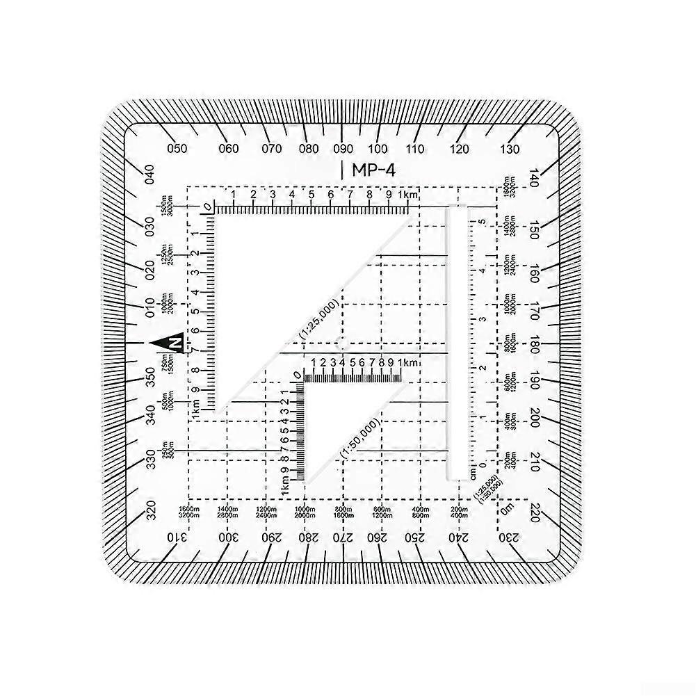 Transparent Plastic Protractor Coordinate Scale for Land Navigation, 10 x 10 cm