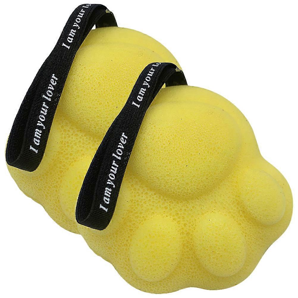 Yellow Sponge Bath Brush for Home Use 2Pcs Easy Grip Body Scrubber with Rope Design for Drying