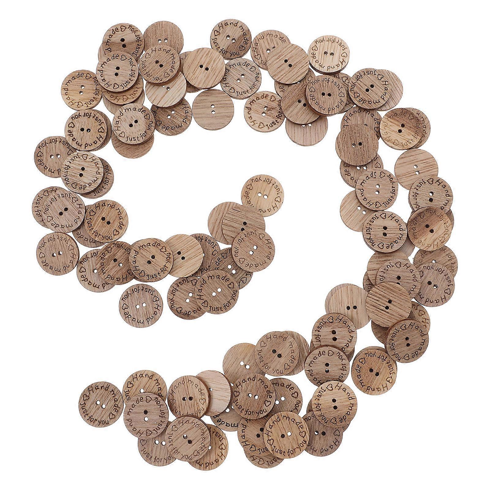 100pcs Light Yellow Wooden Buttons for Sewing and Crafts Durable Handmade Button Ornaments for DIY Projects