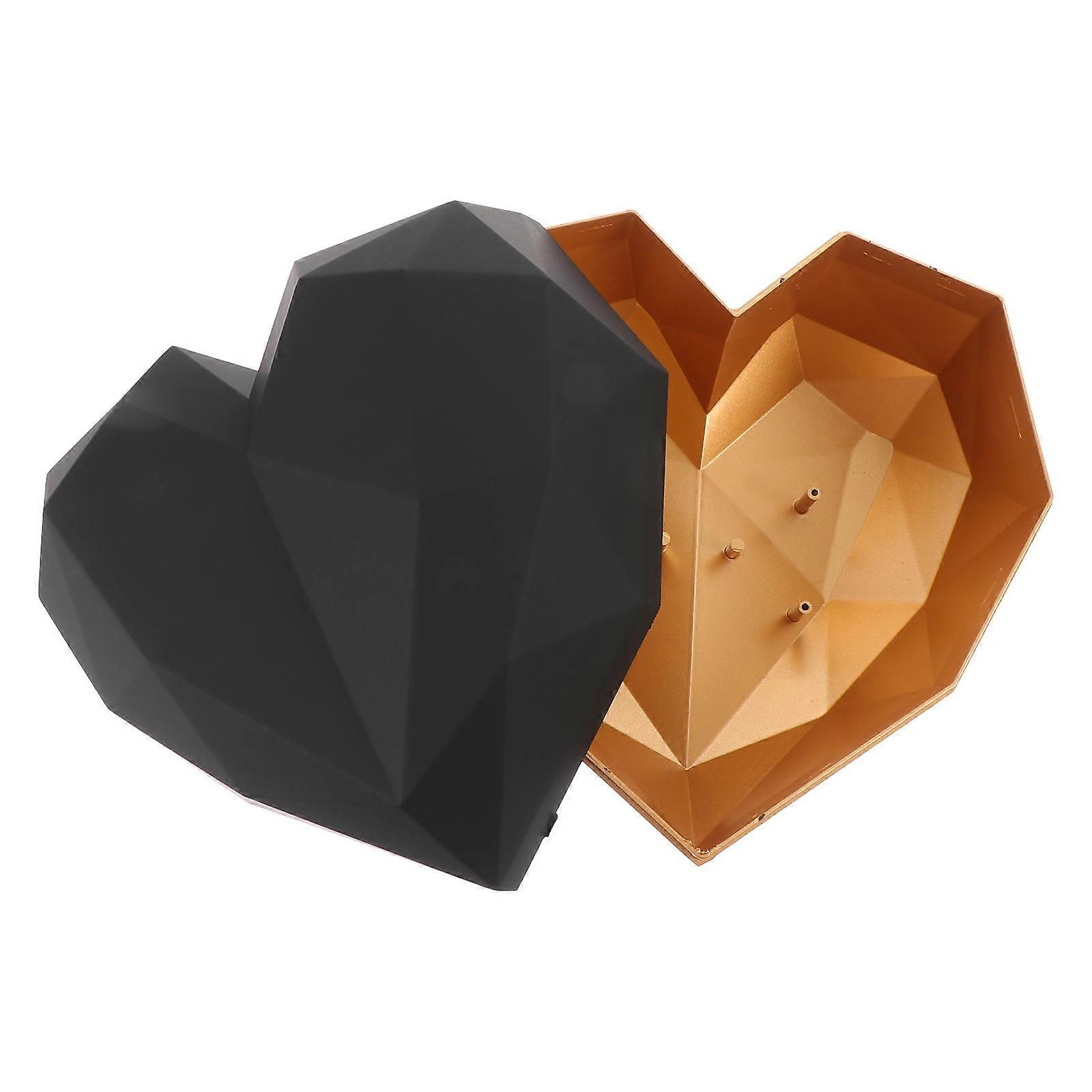 Romantic Heart Shaped Gift Box for Valentine's Day Perfect Flower Box with Stable Base Black ABS 6 x 4.5 Inches