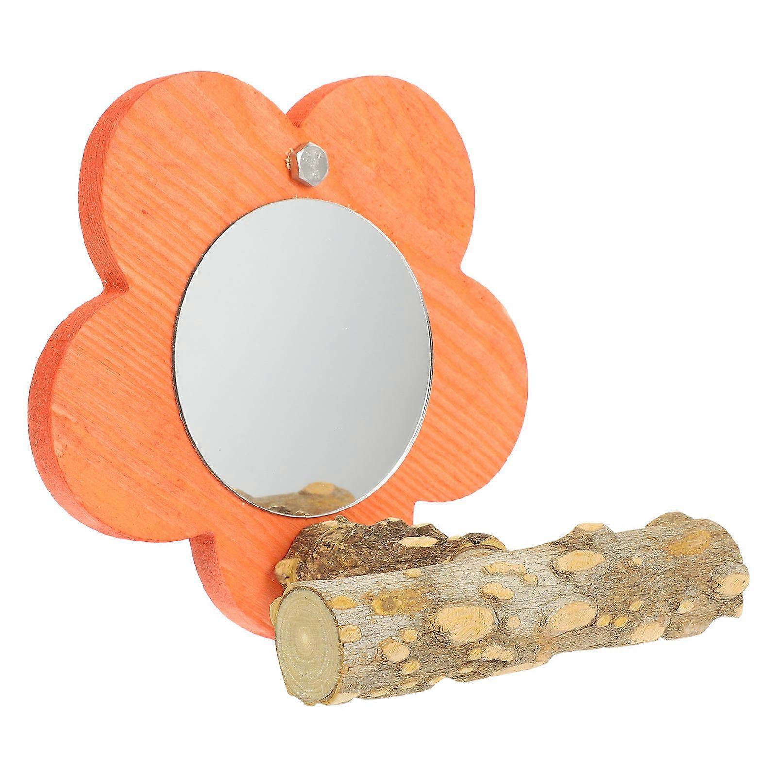 Wooden Parrot Perch with Mirror – Decorative Bird Stand for Training and Play in Birdcages, Enhances Home Atmosphere for Parrot Owners