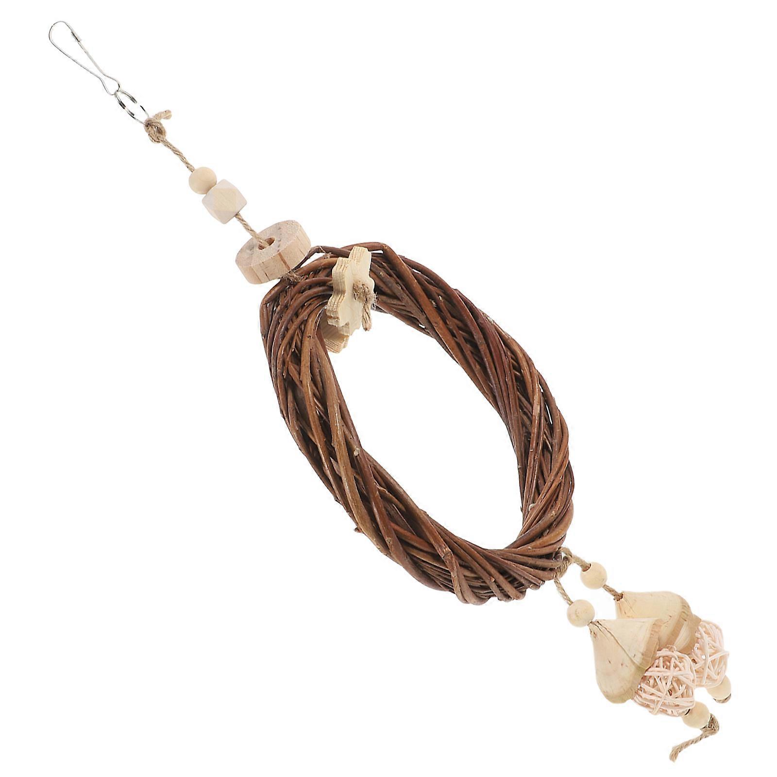 Wooden Bird Toy with Durable Swing and Ring Design for Parrot Beak Maintenance and Safe DIY Use Multi