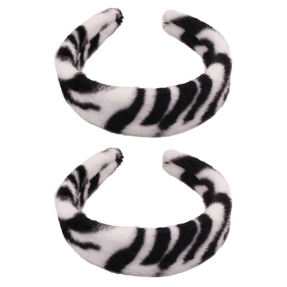 Zebra Headband 2Pcs Stylish Wide Hair Accessory For Women Daily Life Comfortable To Wear With Black White Color