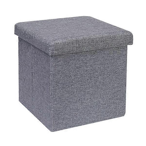 Gray Small Ottoman Storage Box with Lid, Stool with Storage, 11.8\"
