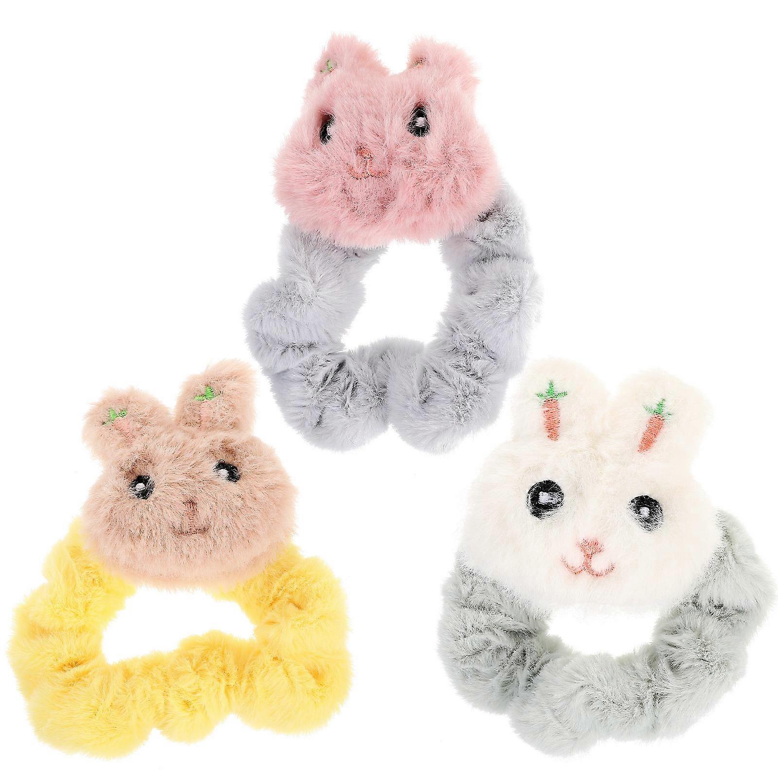 Circular Cuteness Rabbit Head Hair Fixing Accessory For Women Assorted Color 3Pcs