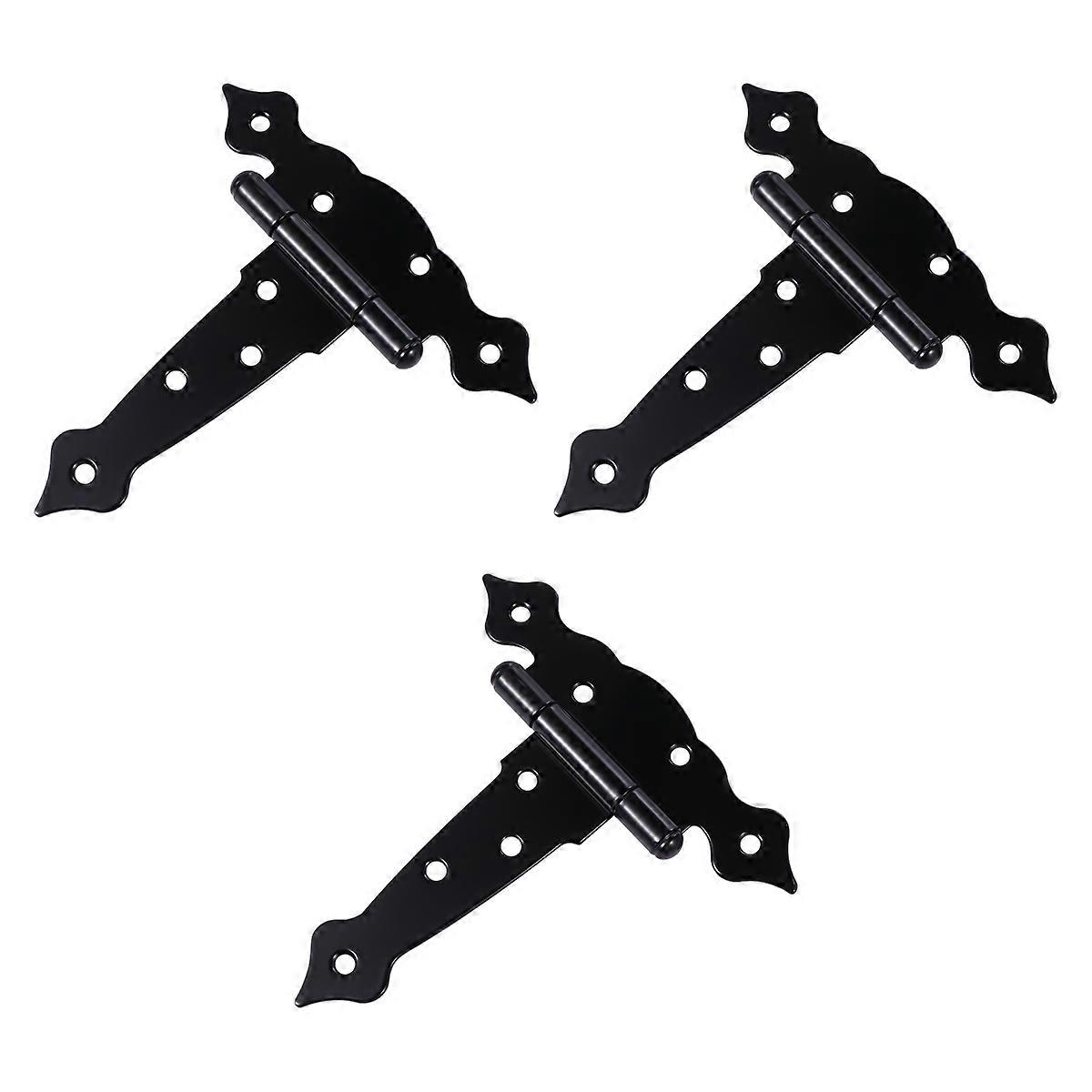 T Strap Hinge for Door Made of Iron Black Color Easy to Install 8 Position Screw Holes 3 Pieces