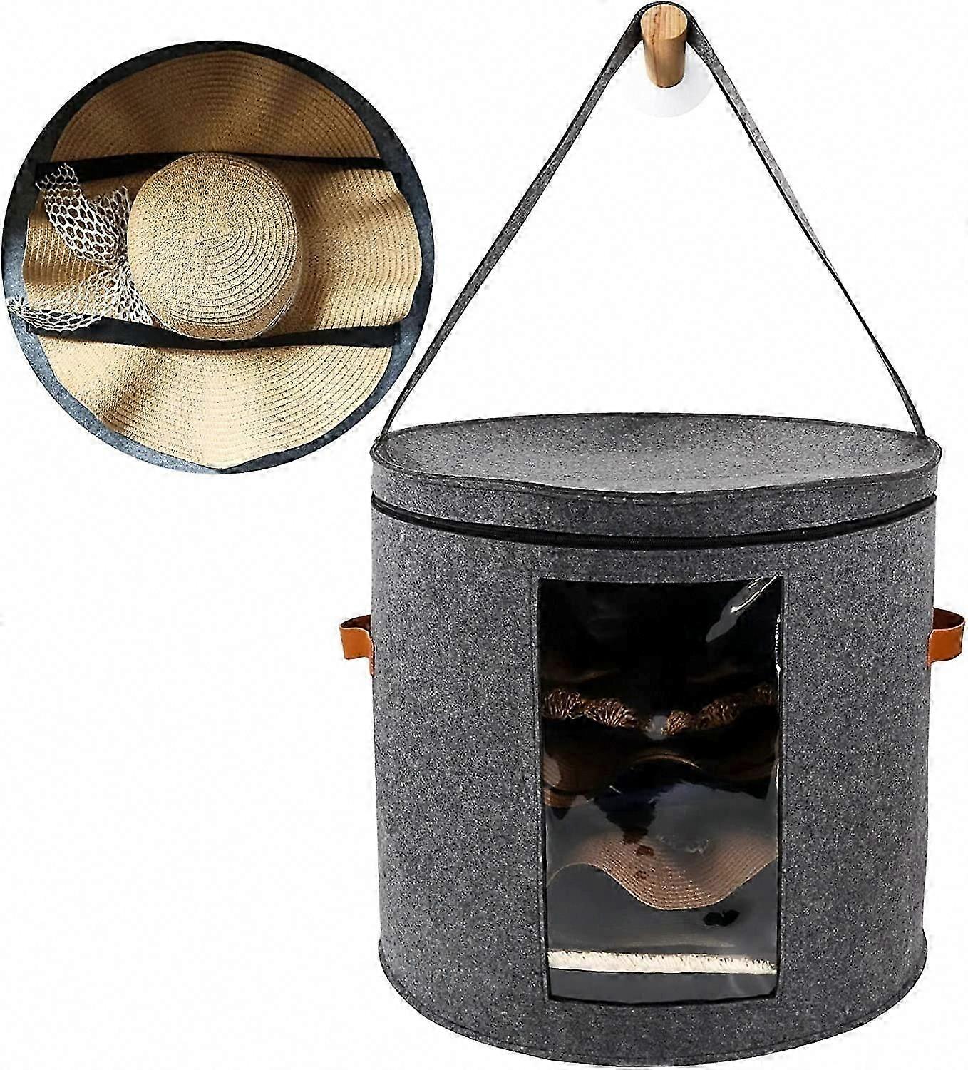 Kadınlar ve Erkekler için Büyük Şapka Saklama Kutusu, Şapka Kutusu Organizatör Katlanabilir Yuvarlak Seyahat Şapka Kutuları