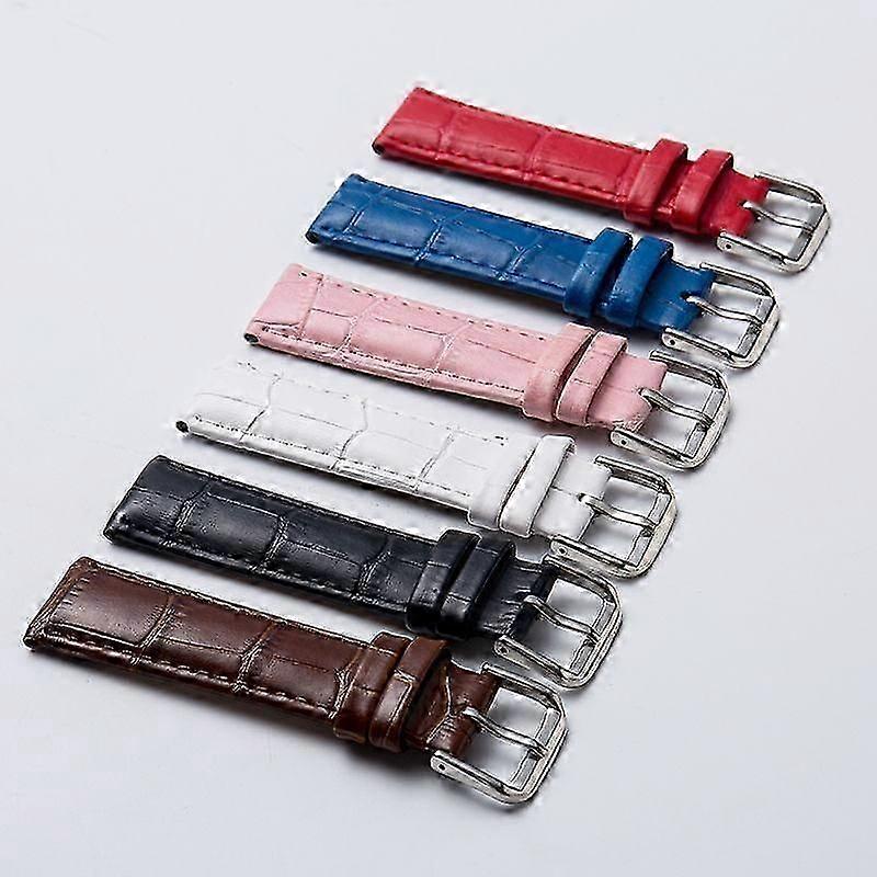 Genuine Leather Watch Strap with Pin Buckle - Cowhide Watch Band for Men and Women (Includes Tools and Ear Piercing Kit)