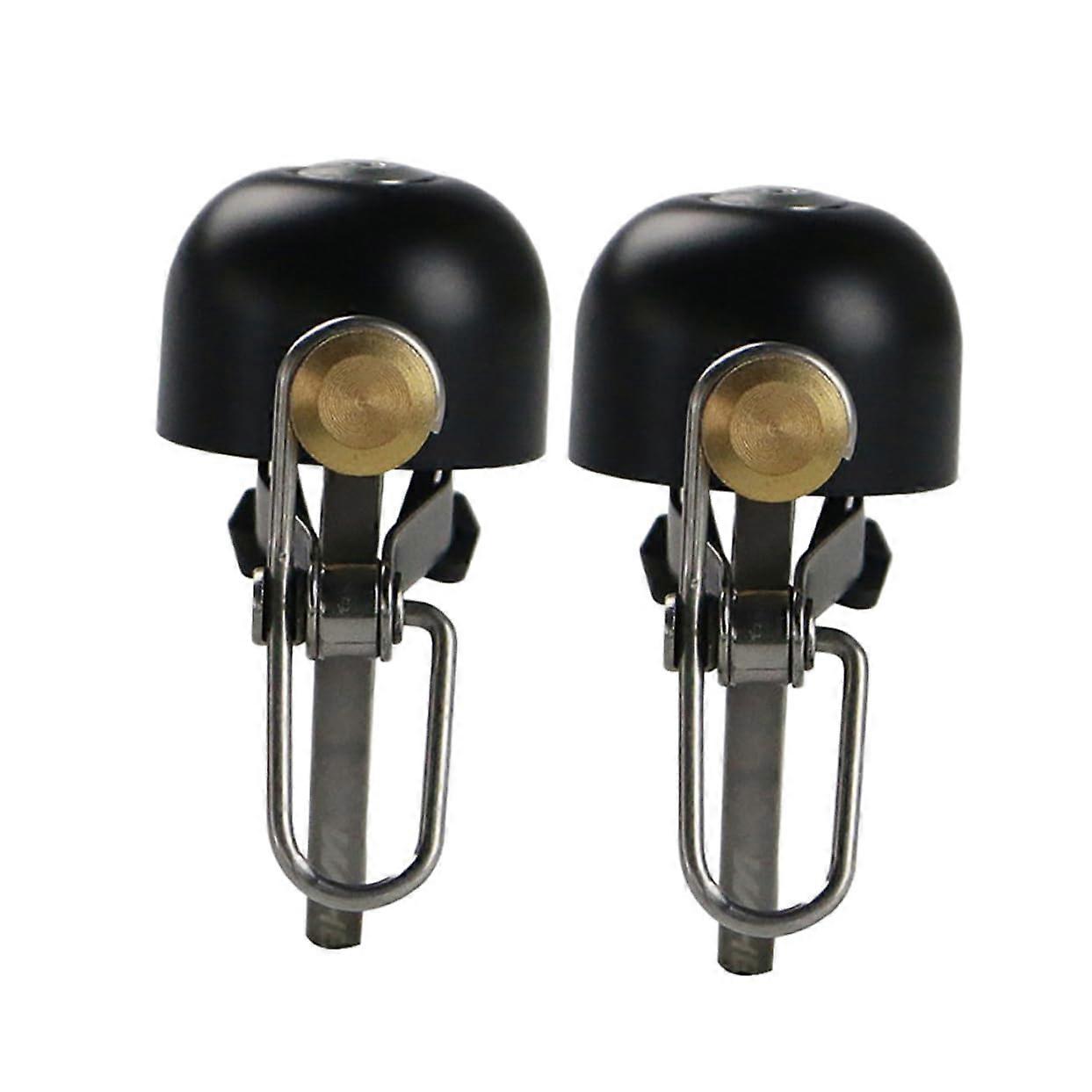 Retro Bicycle Bell Brass Handlebar Mount Compatible with Mountain Bikes and Road Bikes Black 2-Pack