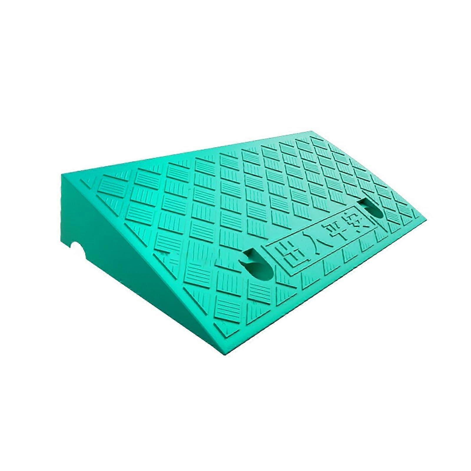 High-Performance Rubber Threshold Ramp For Low Cars, Green, 50x27x7 cm, Driveway Curb Ramp