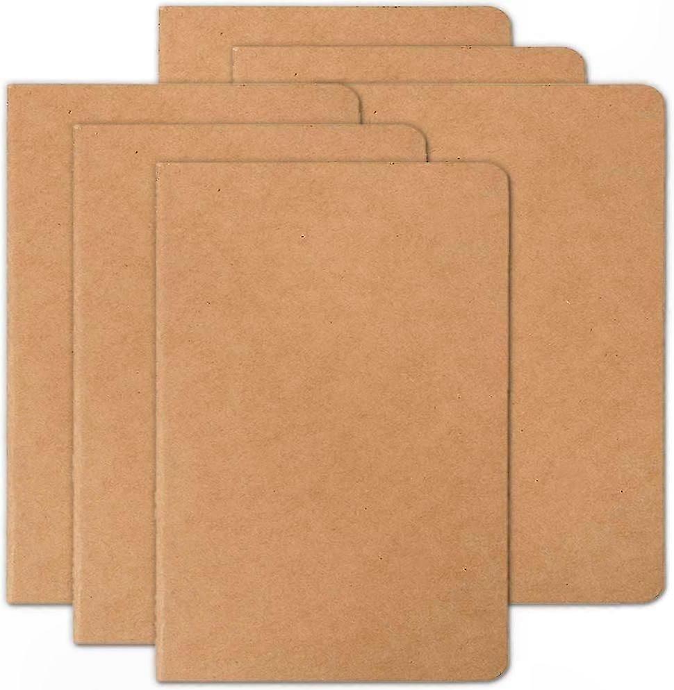 A5 Kraft Notepads 6-Pack, 60 Pages Per Notebook, Blank Memo Pads for School Travel Planning