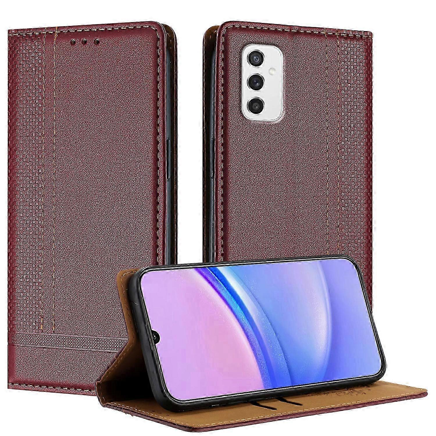 Case For Samsung Galaxy M52 5G, Vintage Stitch Leather Wallet Case Card Slot Kickstand Magnetic Closure Shockproof Flip Folio Case Cover