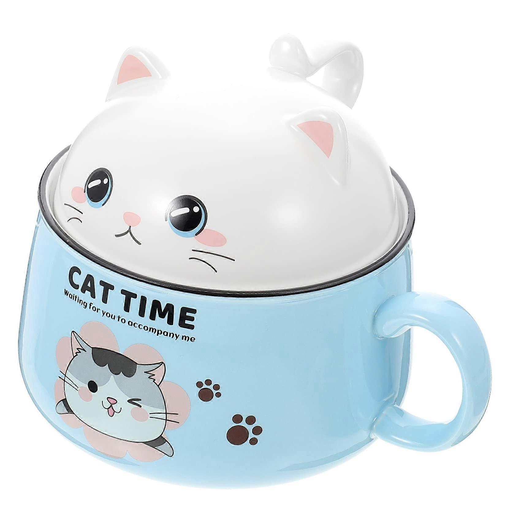 Decorative Cat Pasta Bowl Ceramic 8-Inch for Ramen Soups and Instant Noodles Stylish Design and Versatile Use