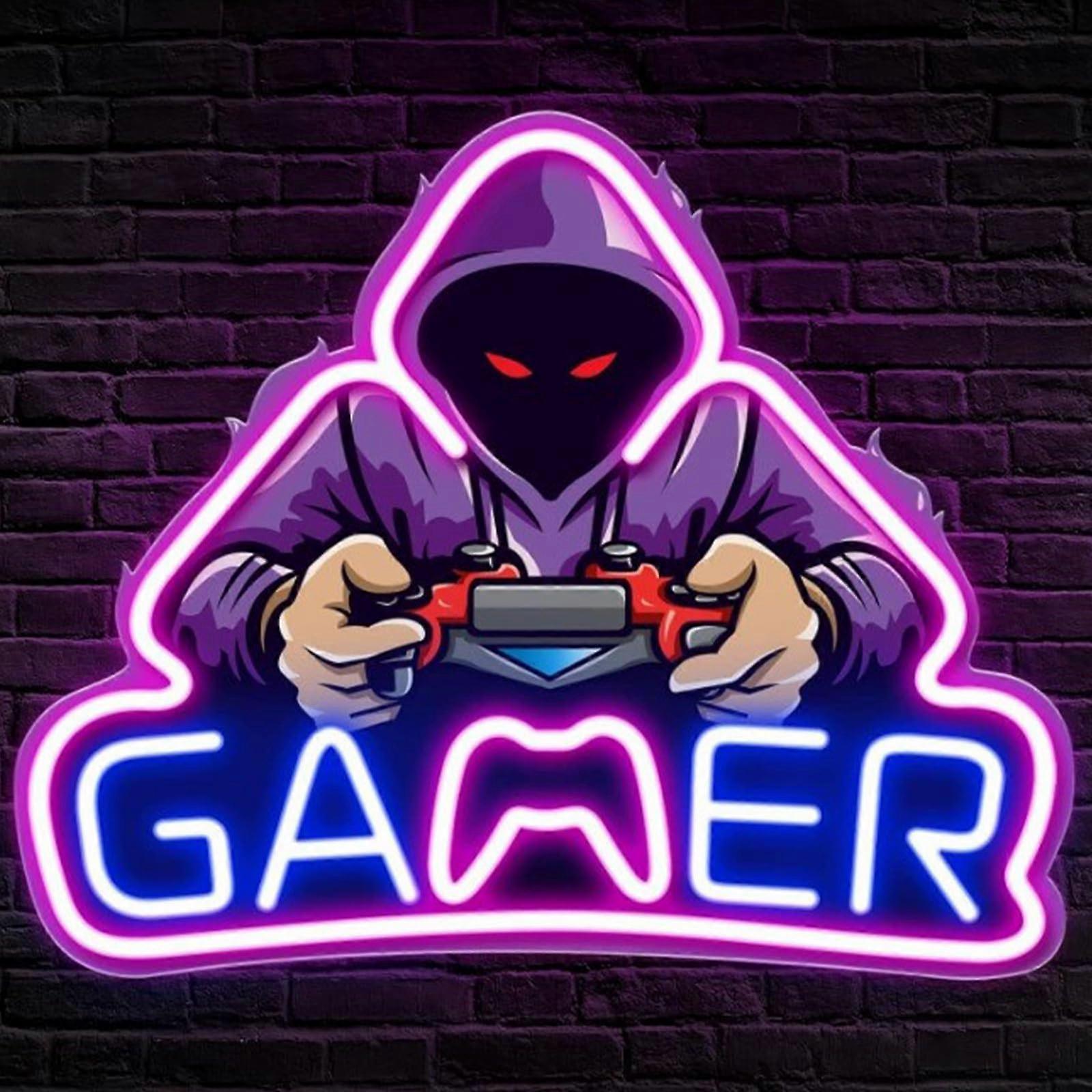 游戏玩家 UV 打印霓虹灯，用于男人洞穴卧室房间灯霓虹灯发光标志装饰生日派对