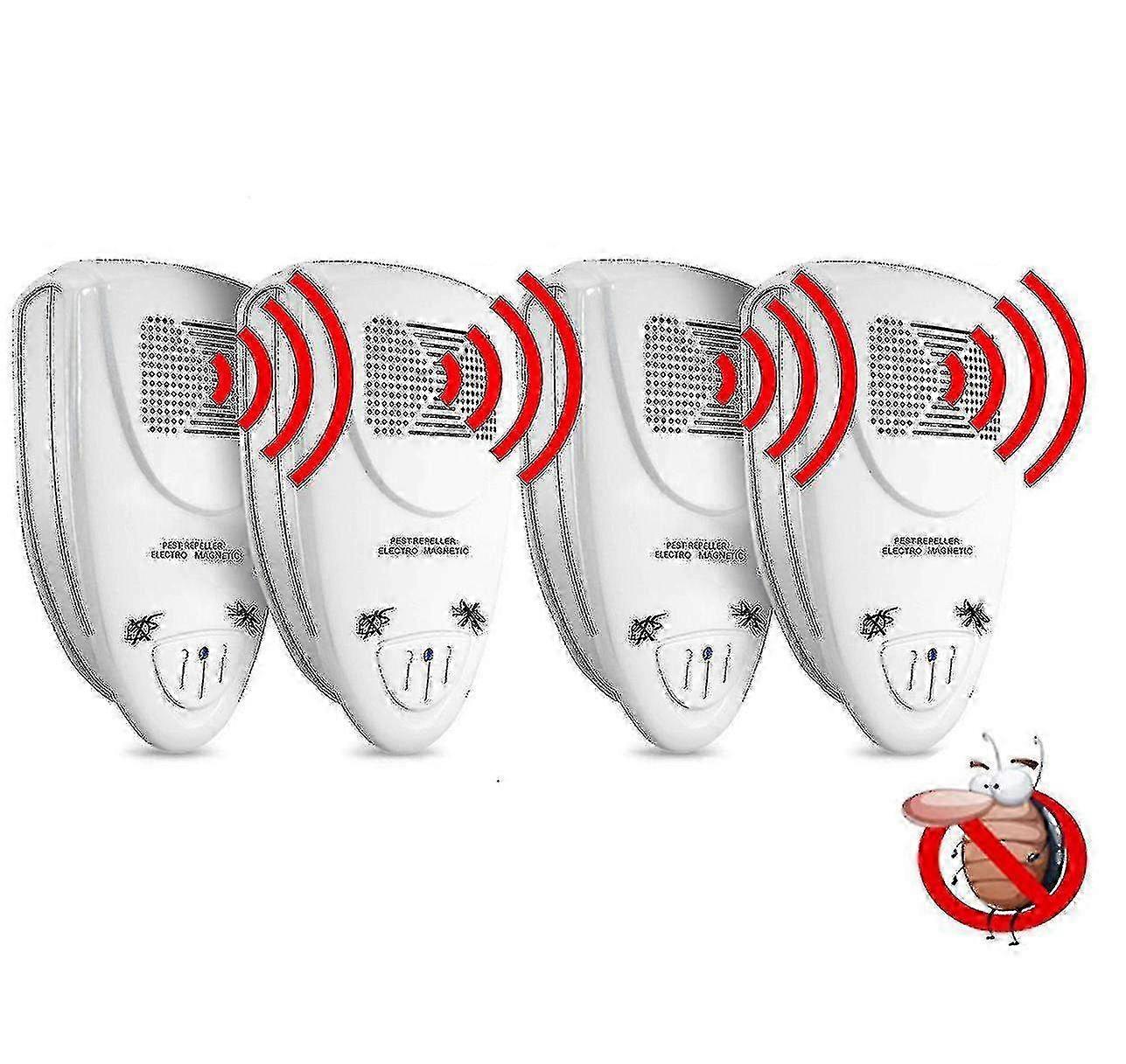 Ultrasonic Cockroach Repeller Pack of 4 - Effective Pest Control Device for Home & Kitchen - Safe Roach Repellent in 48 Hours