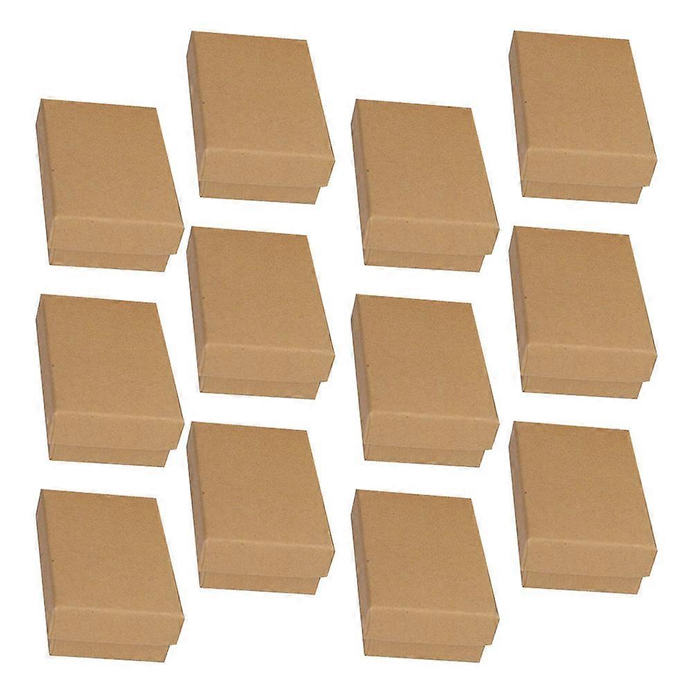 24pcs Retro Kraft Paper Jewelry Boxes for Packaging with Sponge Lining Small Size