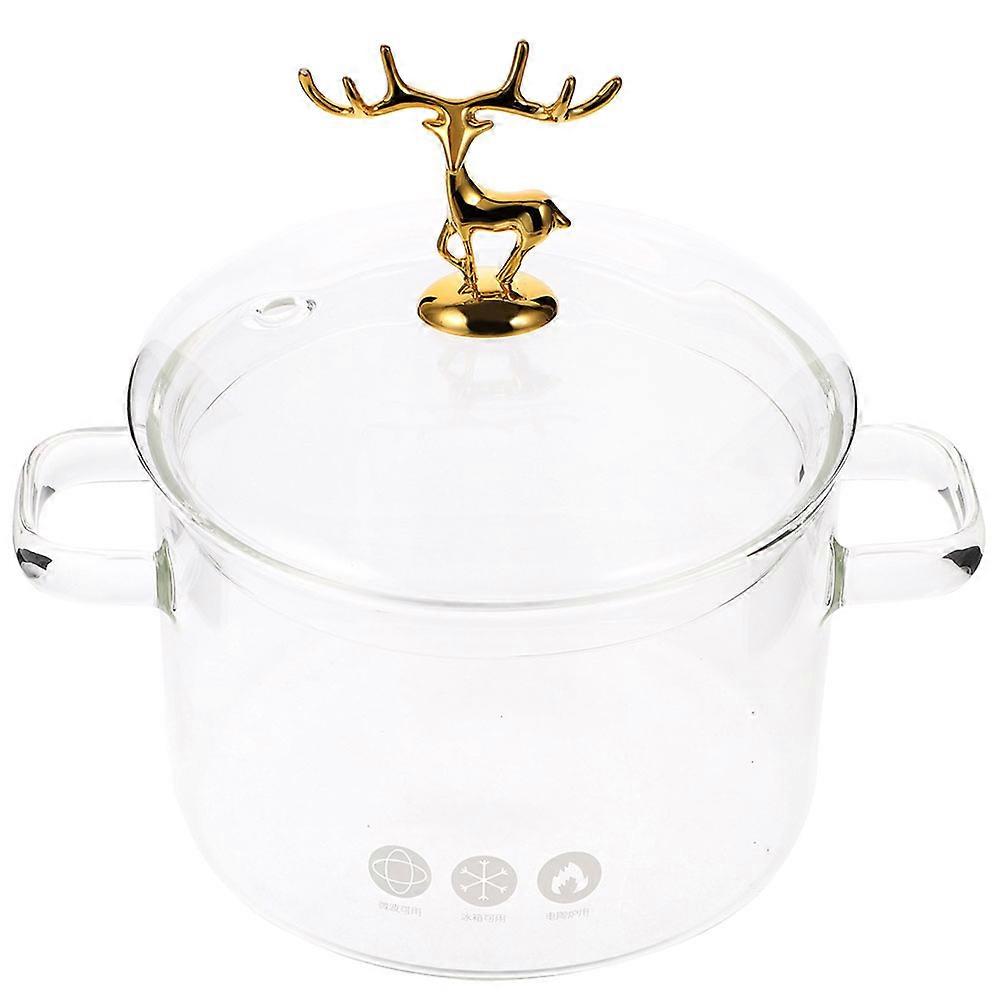 High Borosilicate Glass Stew Pot with Lid, Double Ear Design, Energy Efficient Cookware for Noodles, Soup, and Home Use