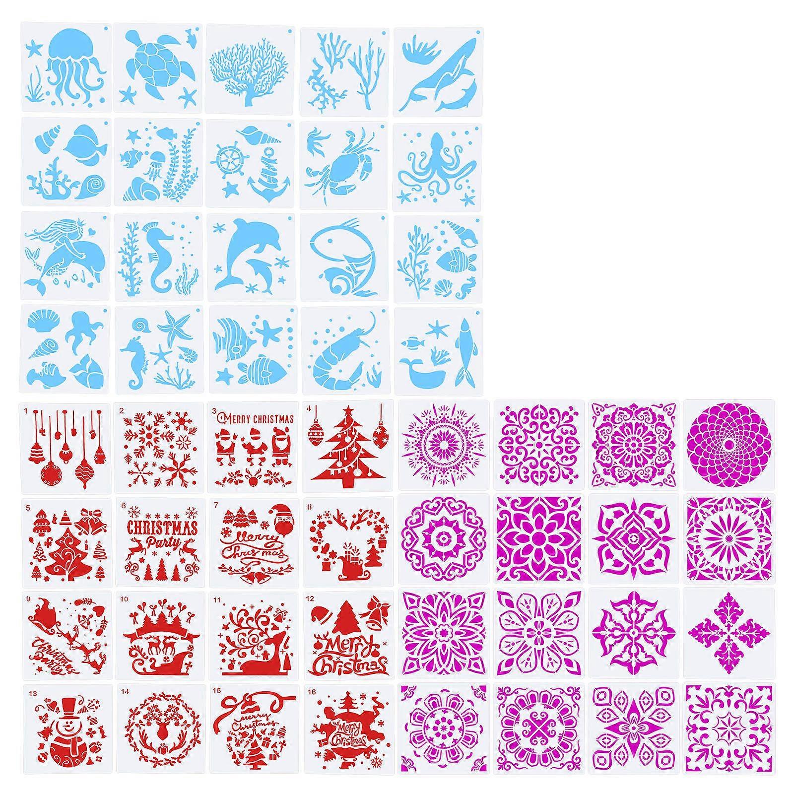 Templates For Painting 52Pcs Marine Drawing Stencils Christmas Themes Assorted Color Reusable Crafts
