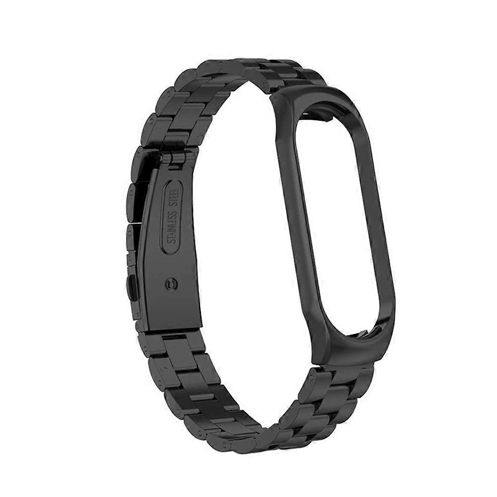 Durable Stainless Steel Watch Strap with Three Beads Pattern for Bracelet 3/4 Black