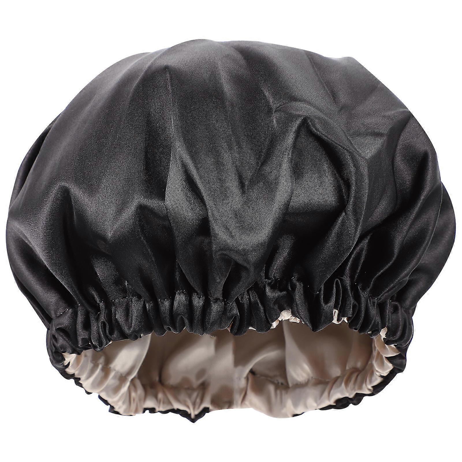 Black Sleeping Cap For Children Double Layer Elastic Bathing Shower Hat 1Pcs