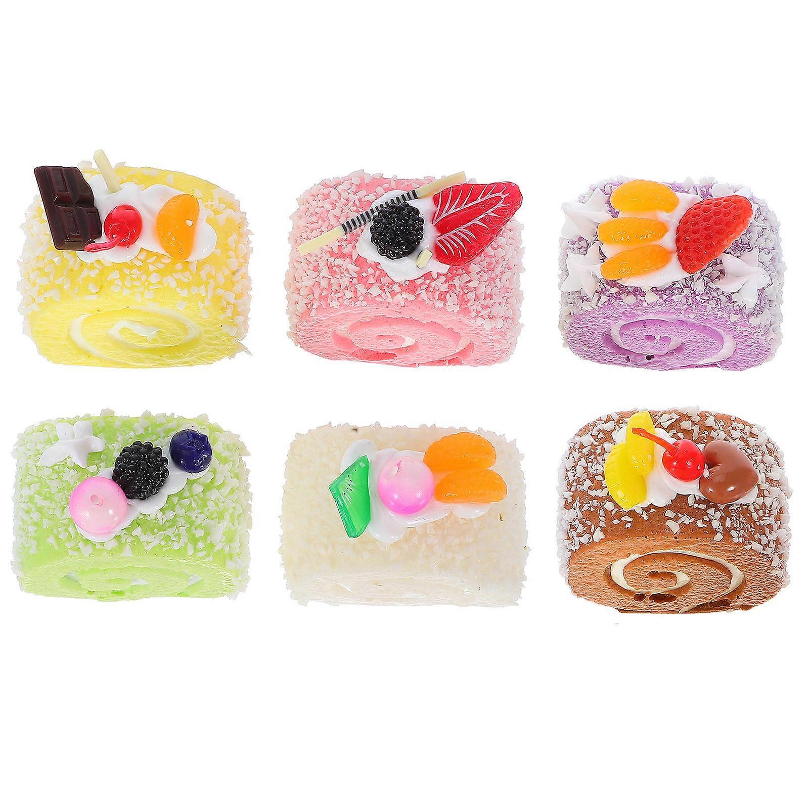 Realistic Fake Cake Model Simulation For Teaching Aid Photography Prop 6Pcs Detailed Craftsmanship Assorted Color