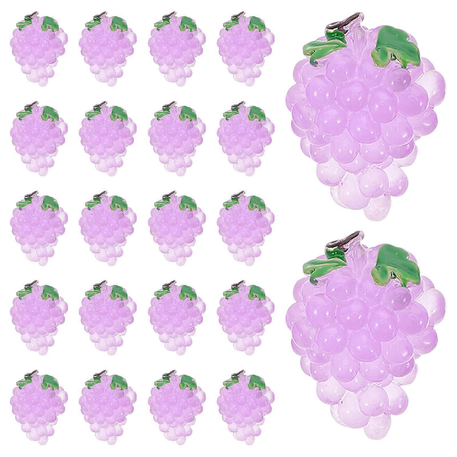 Night Glow Grape Figurines Mini Resin Fruits for Home Use 20Pcs Decoration
