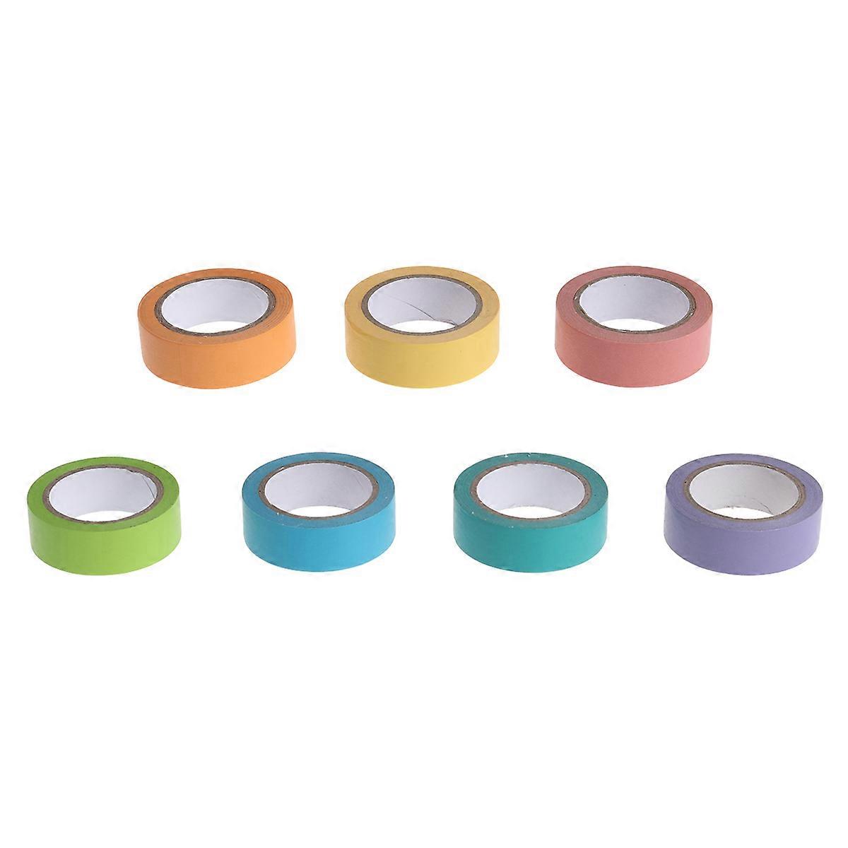 Colored Decorative Washi Tape Collection Planner Tape for Craft Gifts Rainbow Candy Colors 7 Rolls per Set