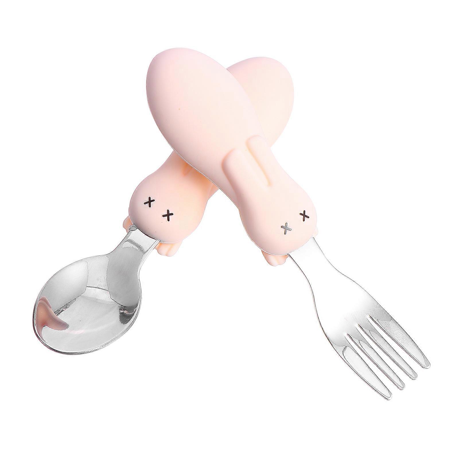 Baby Utensils Infant Training Tableware Short Handle Spoon Fork Set 1Set