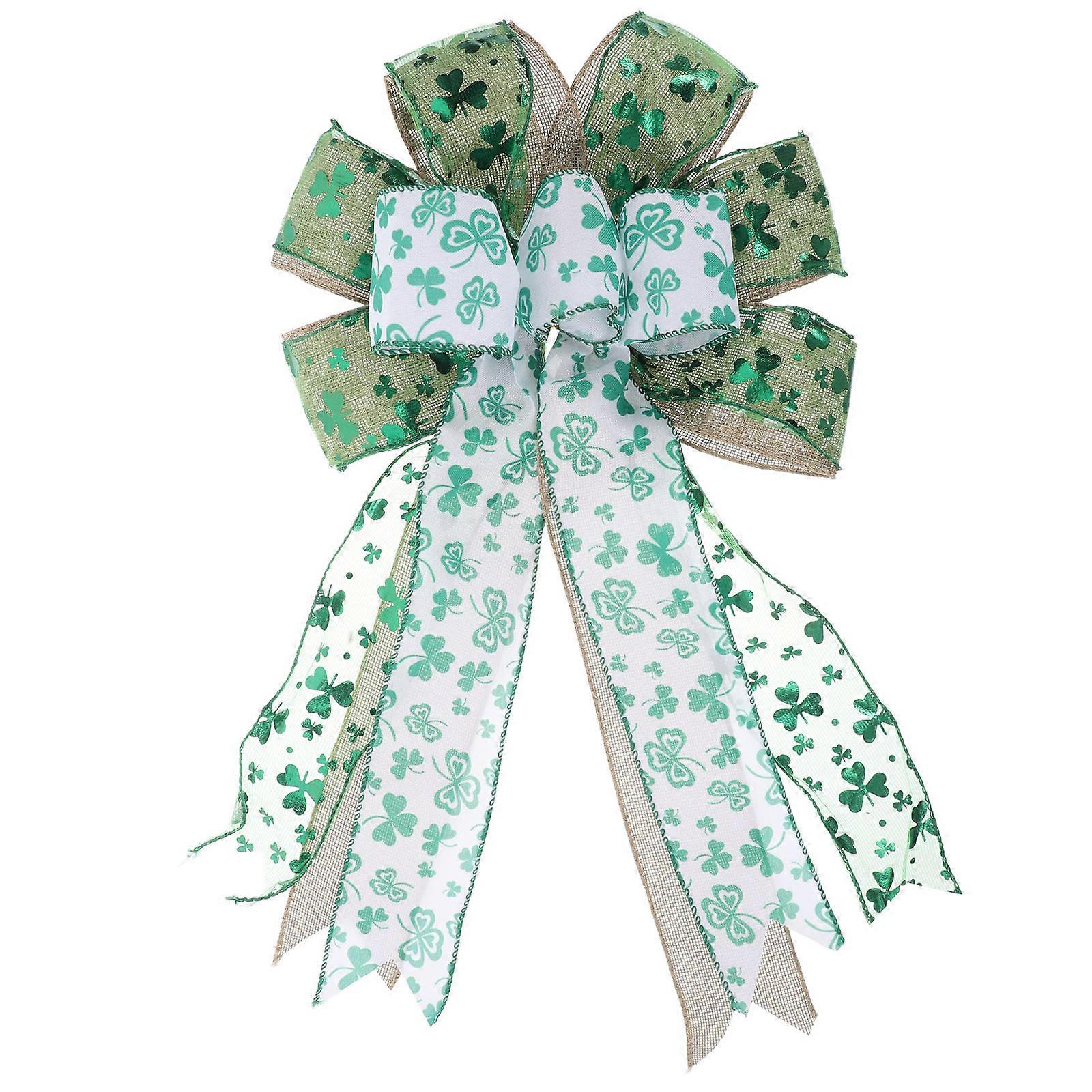 St Patricks Day Wreath Bows Large Green Decoration Ideal For Event Organizers Holiday Celebrations 50X28X3CM Easy Installation 1Set